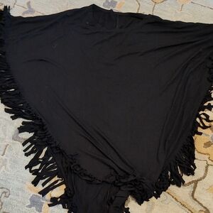 Black Fringe Triangle Shawl Wrap